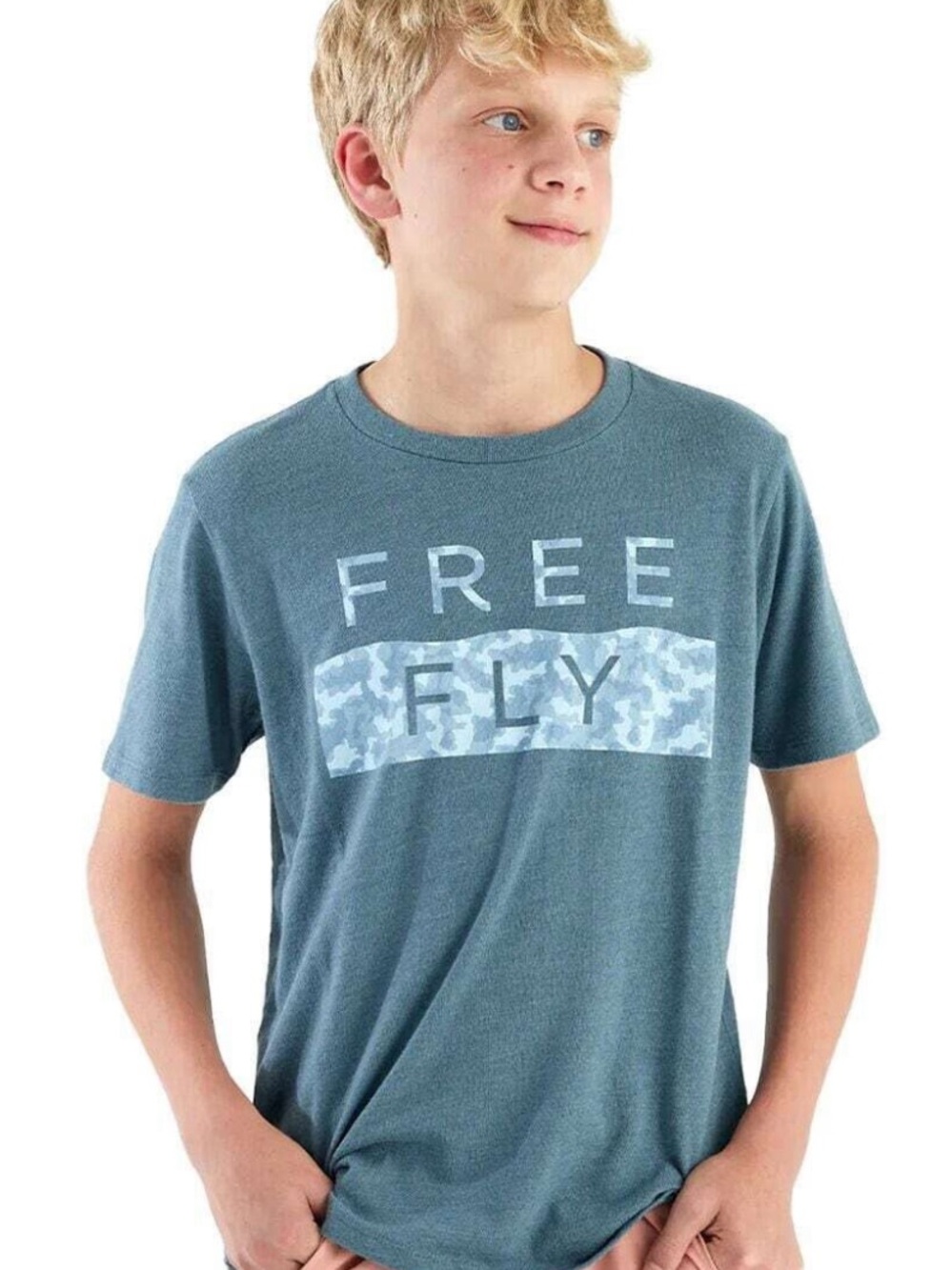 Free Fly Boys' Short Sleeve Tee in Teal
